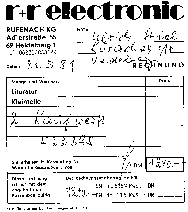 Apple II Rechnung 1981: 140K Laufwerk