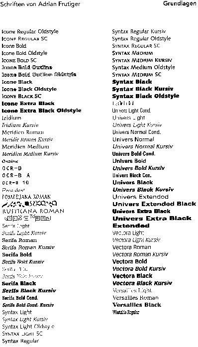 Schriften von Adrian Frutiger